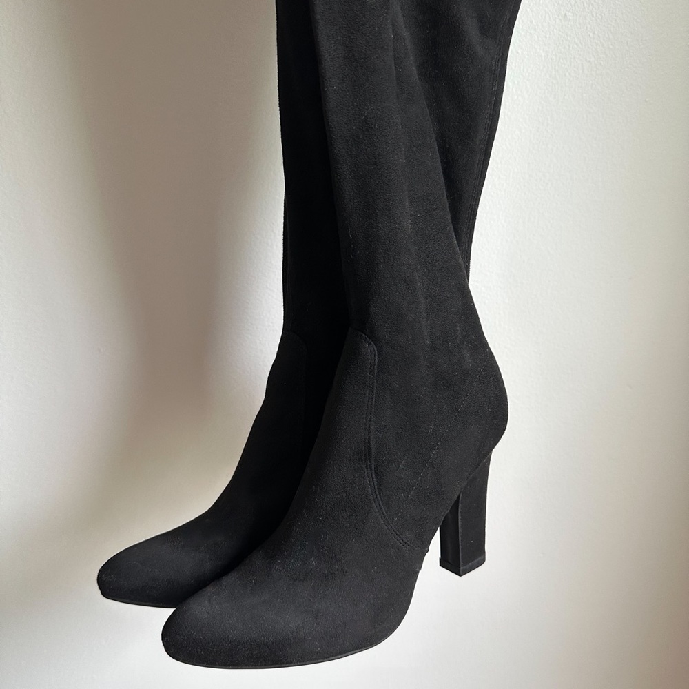 Ariana Grande Style Knee High Black Suede Heeled Boots Size 9 👢😍